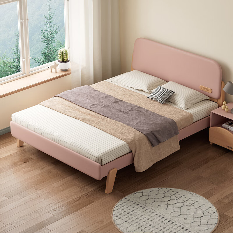 花王 实木儿童床男孩单人床女童公主床1.2米小床青少年卧室儿童家具