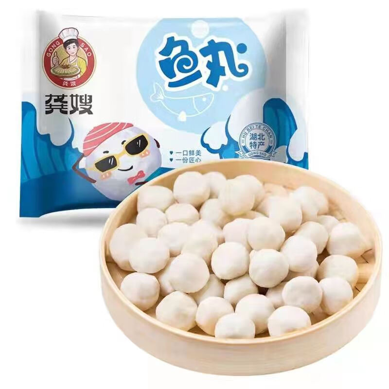 龚嫂（GONGSAO）鱼糕 湖北特产鱼糕手工鱼丸子 火锅烧烤食材现做半成品菜无添加剂 鱼丸418g*3袋