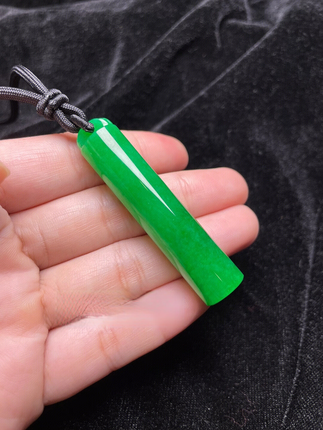 碧家缅甸翡翠阳绿翎管吊坠古风玉石路路通挂件 翠绿色