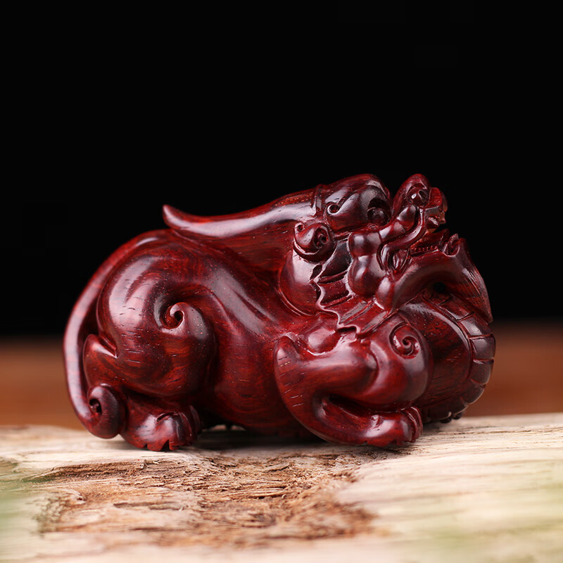 古珍 木之言印度小叶紫檀木质貔貅手把件木雕摆件男把玩件工艺品送