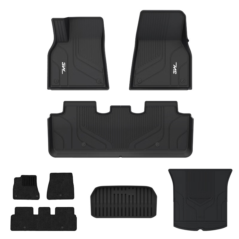 3W适用于TPE特斯拉modelY专用汽车脚垫+雪妮丝毯面+前备箱+尾箱垫套餐定制