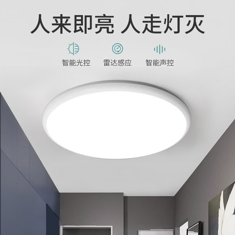 耀勘led人体感应灯声控红外雷达吸顶灯家用楼梯走廊楼道灯过道 声光控