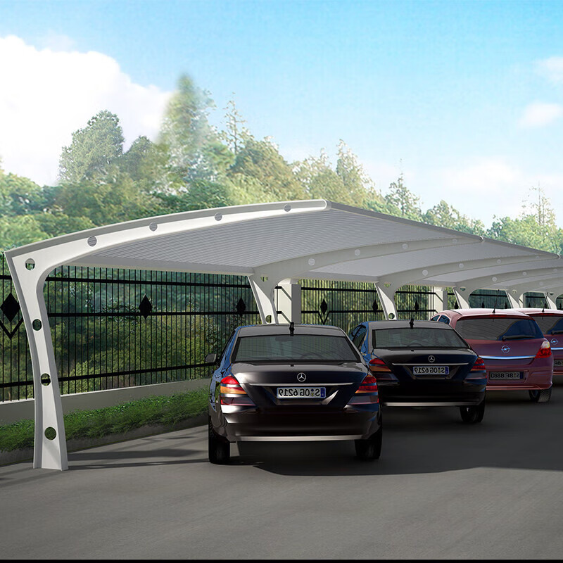 0膜结构停车棚汽车遮阳棚7字型户外张拉膜钢结构小区自行车棚 汽车棚