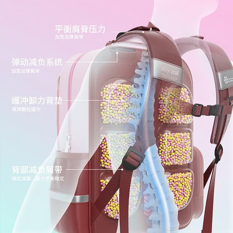 茁伊·zoyzoii儿童背包小学生书包一二三到六年级男女孩透气护脊双肩包 【活力车厘子】礼盒包装~ 焕彩弹力款