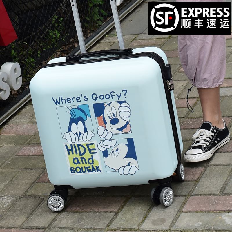 芈上宣儿童行李箱6-12岁小型卡通定制Logo可爱公主小学生女旅行箱登机箱 薄荷色-不眠狗+小包 002款 20寸