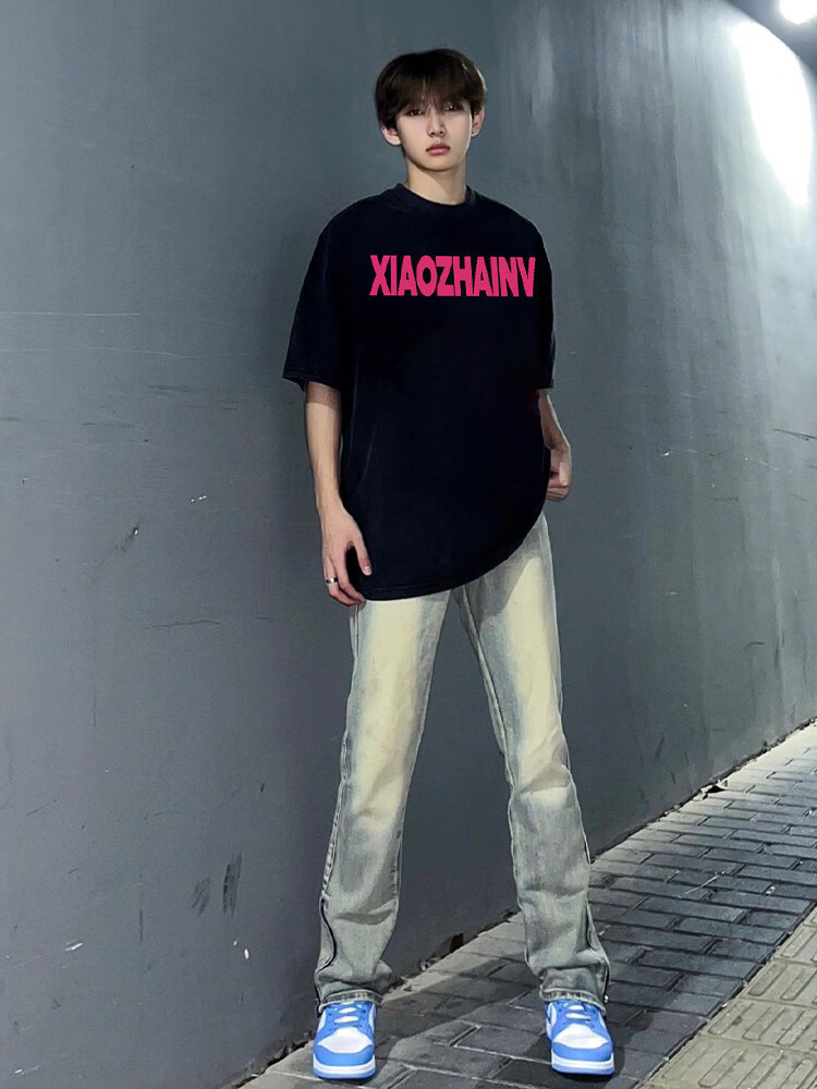 零九达人美式重磅短袖t恤男夏季宽松潮牌纯棉五分半袖高街打底体恤衫