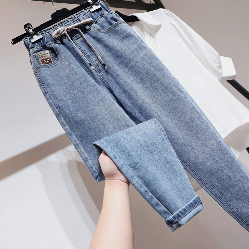 拓学秋冬穿的运动裤200斤胖妹加肥加大码女装大码牛仔裤女胖妹妹裤力