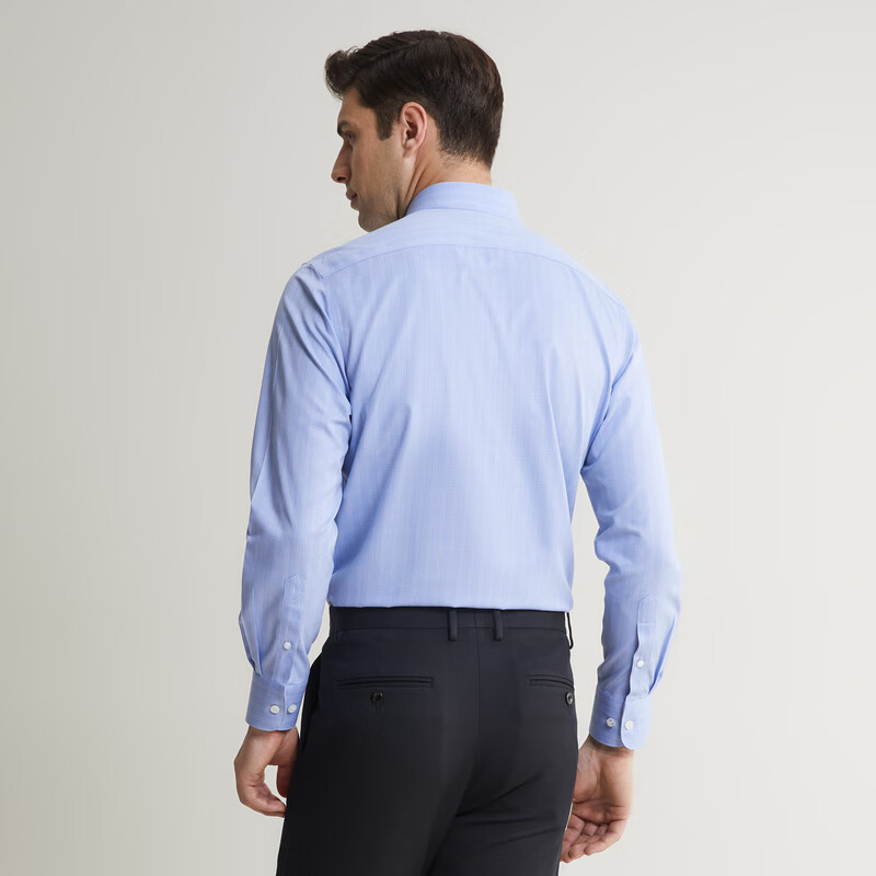 MAYOR男装 秋季ALBINI全棉面料高端商务免烫长袖衬衫 蓝色 38