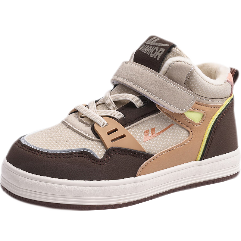 回力（Warrior）儿童鞋秋冬加绒板鞋保暖高帮休闲鞋棉鞋 WZ(TH)-1789 米卡其棕 30
