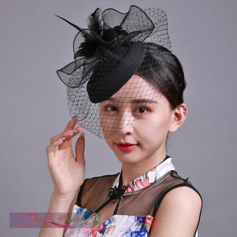 skgoldy演出舞台小礼帽头饰新娘面纱发饰拍照写真羽毛遮脸复古帽子夜上海 K1022黑色使用感如何?