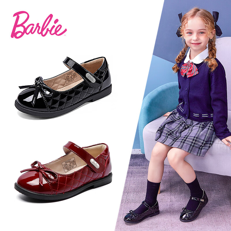 芭比（BARBIE）女童黑色皮鞋儿童皮鞋春秋女童演出鞋软底单鞋 DA5805 黑色 37码 怎么样,好用不?