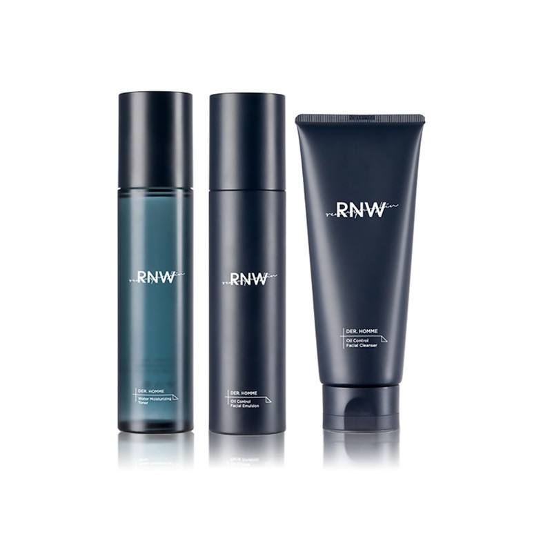 如薇(RNW)男士水乳套装护肤品洗面奶爽肤水乳液控油清洁保湿礼盒装化妆品 水125ml+乳120ml+洁面150g