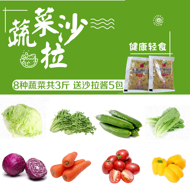 蔬菜沙拉 北京昌平京禾园大棚自产蔬菜 生态园精品菜低卡轻食 营养