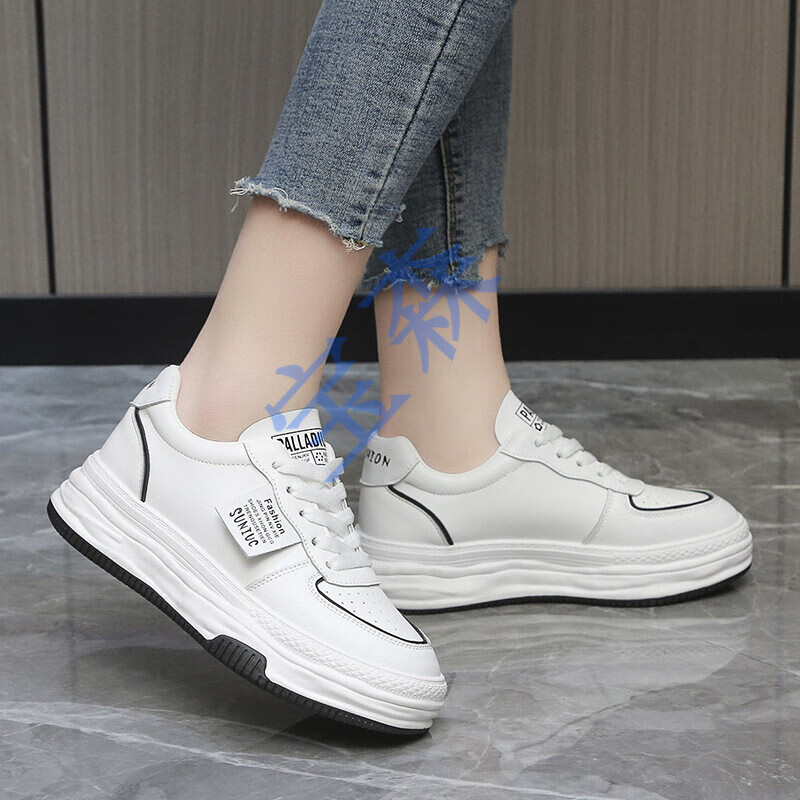 佐罗小白鞋女2022夏季新款面包鞋时尚圆头拼色休闲鞋厚底软皮运动板鞋