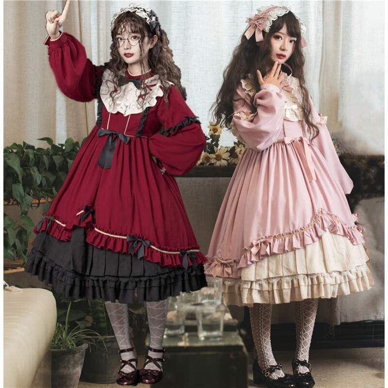 奶茶猫*原创秋冬lolita萝莉裙洛丽塔洋装日常公主长袖连衣裙新款 颜色