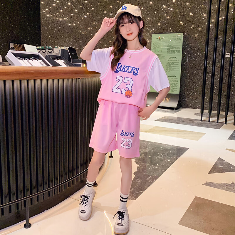 俪韵小屋(li yun house)小女孩篮球服女童篮球服儿童运动套装23号球衣