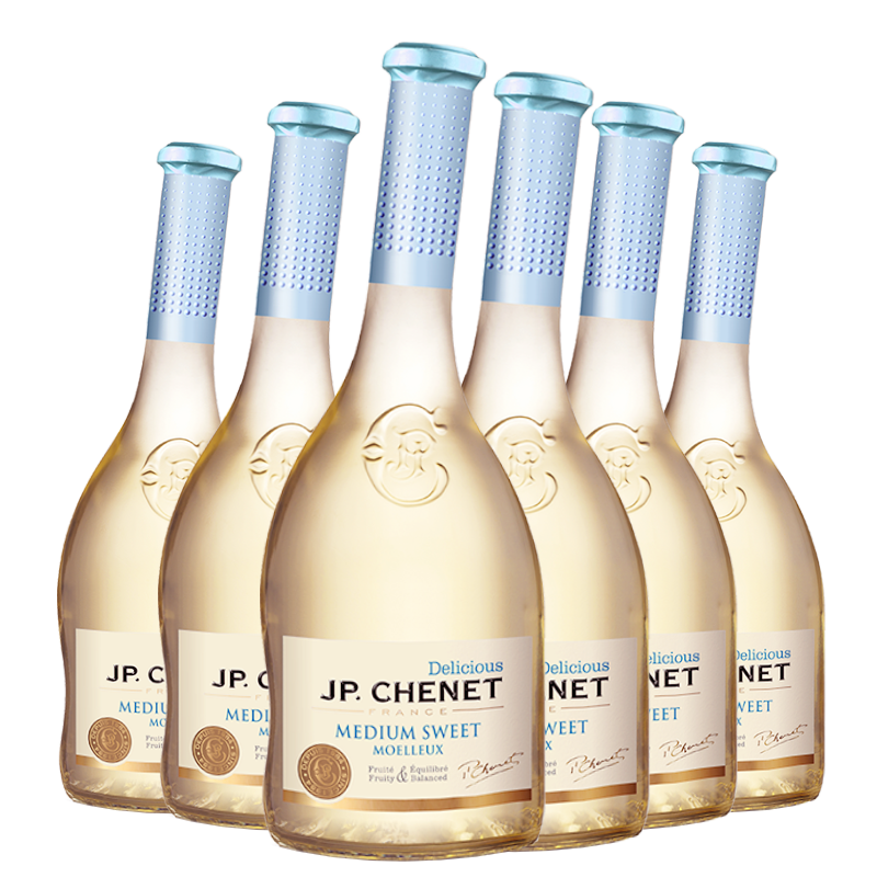 香奈（J.P.CHENET）甜蜜系列半甜白葡萄酒 750ml*6 整箱装 七夕情人节好物