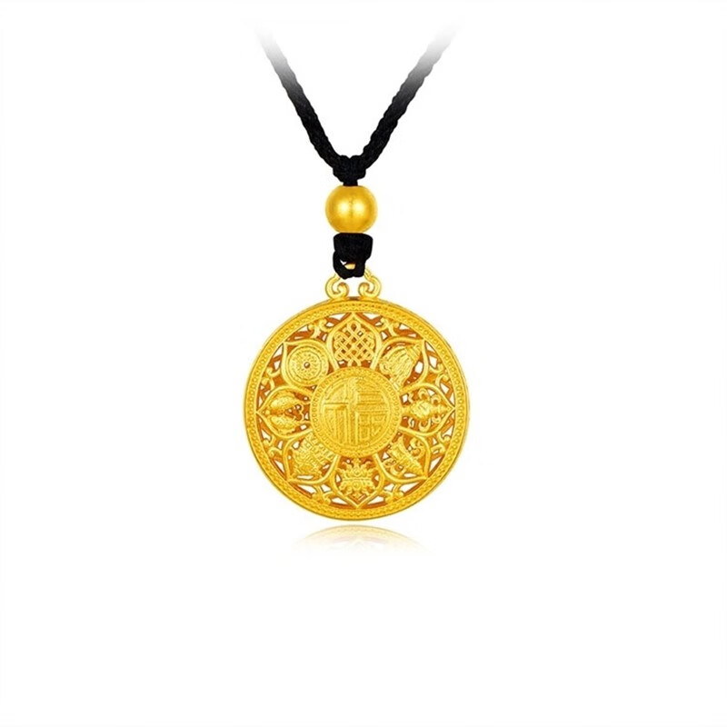 dleo老凤凰5d黄金八宝罗盘吊坠足金999福字镂空古法平安扣挂坠转运珠