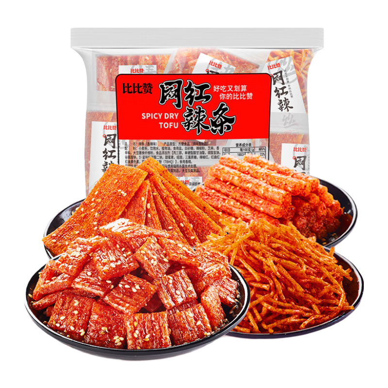 bi bi zan 比比赞 BIBIZAN）网红辣条360g香辣味小面筋麻辣休闲零食品小吃儿时怀旧约12包/袋