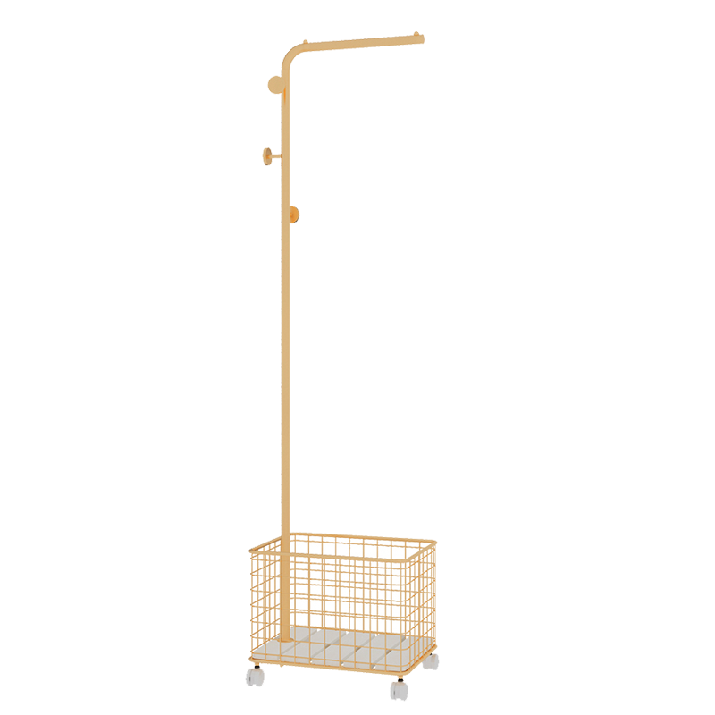 豪美佳 衣架落地多功能卧室客厅家用挂衣服简易收纳置物架北欧网红ins杆式可移动衣帽架子带框 白色支架-带收纳