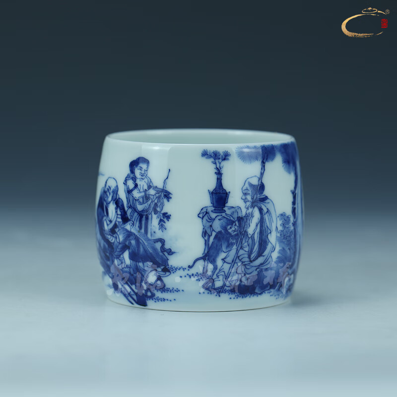 贵和祥景德镇手工陶瓷个人杯品茗杯私家杯茶杯主人杯专用杯 青花罗汉