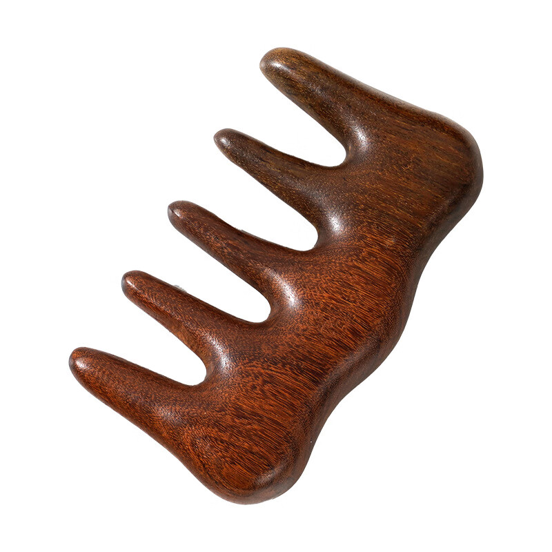 檀木按摩梳头部经络梳按摩器梳子头疗穴位疏通器檀木梳 款式1山型梳