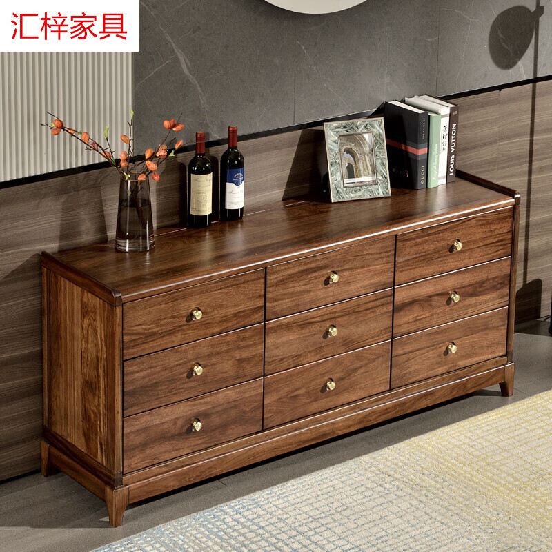 厢柔塌高品质乌金木九斗柜 新中式抽屉整装卧室高电视柜实 乌金木【九