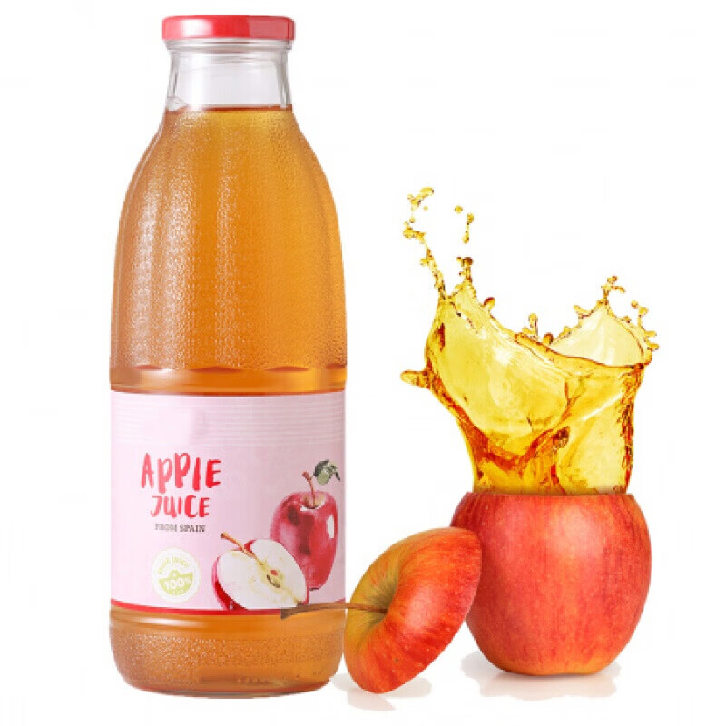 禾澹西班牙苹果汁1l*6瓶纯果汁饮料大瓶整箱装