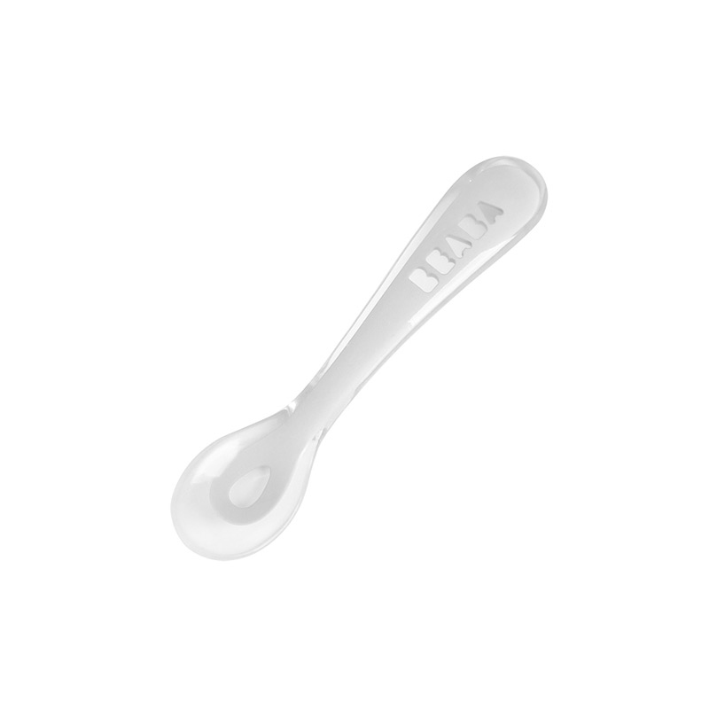 BEABA法国婴儿硅胶软勺宝宝吃饭辅食勺 新生儿软头勺二阶段灰色