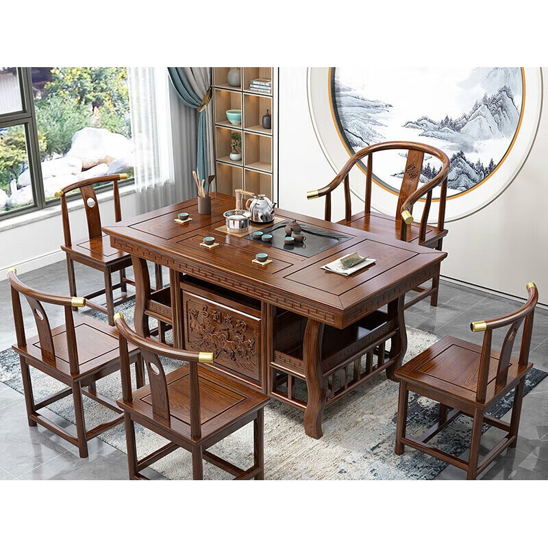 缘言梓(yuanyanzi)茶桌椅组合实木用阳台办公室喝泡茶 15米单桌