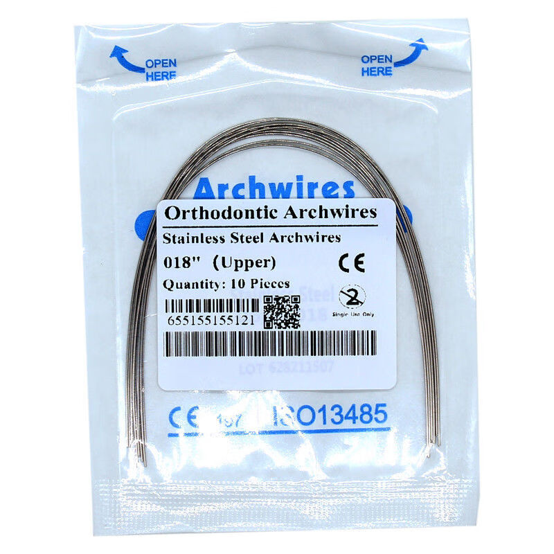正畸不锈钢弓丝方圆型弓丝托槽材料圆丝方丝直丝弓颊面管弓丝 018x025