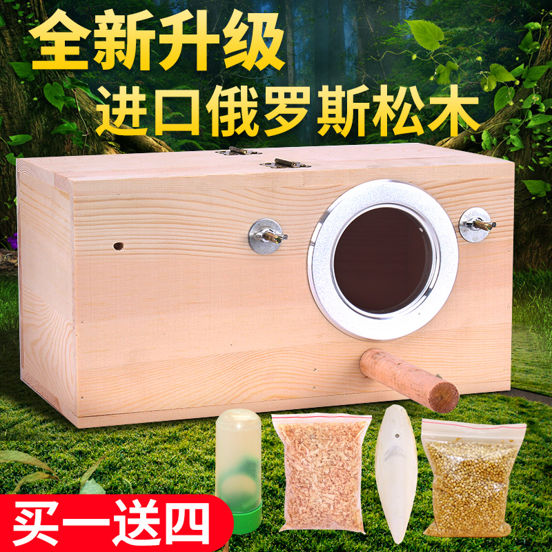 威畢松木鸚鵡繁殖箱鳥窩繁殖箱文鳥玄鳳虎皮牡丹鸚鵡鳥窩 豎式繁殖箱超大號右掛
