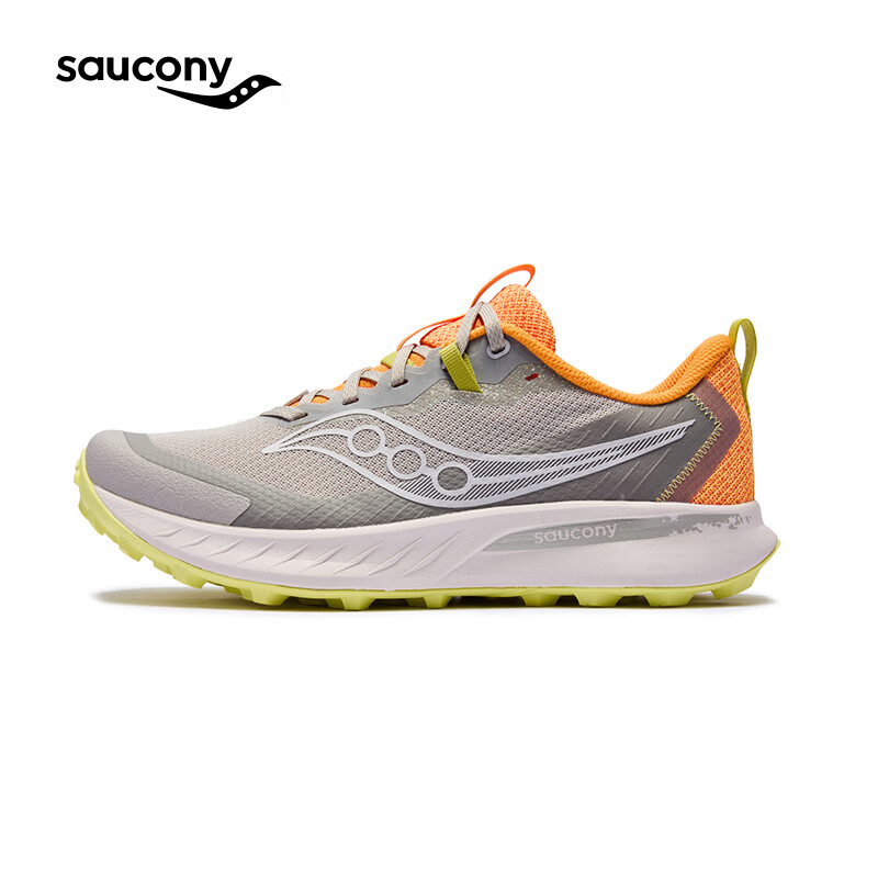Saucony索康尼游隼15越野跑鞋男防滑耐磨户外徒步鞋登山运动鞋男 灰黄154 42.5