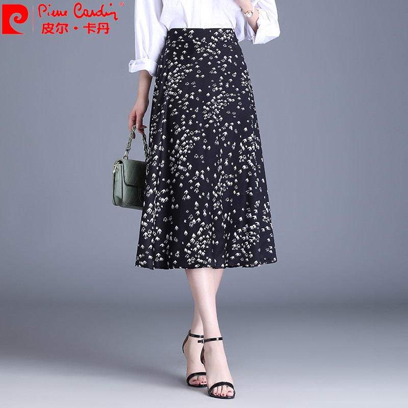 皮尔卡丹【轻奢】品牌女装  针小花裙子碎花半身裙女夏优雅温柔风醋酸