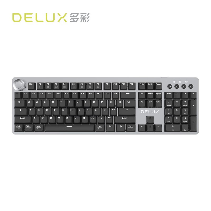 多彩（DeLUX） KS100U 有线矮轴机械键盘 商务办公游戏键盘104键单色背光键盘【自定义按键/多功能旋钮】