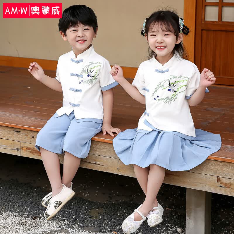 奥蒙威（AOMENGWEI）儿童汉服夏季中小童民族风古风素雅唐装套装ER-TF-22120男童款140属于什么档次？