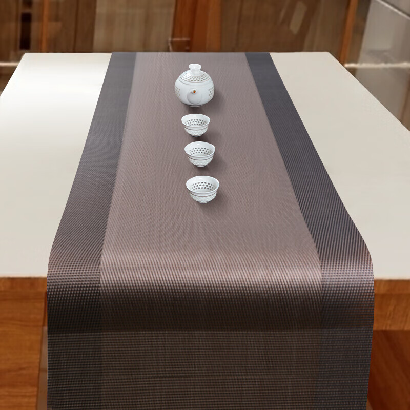 桌旗茶席PVC现代简约长条桌布时尚欧式茶几桌旗北欧茶几垫 咖啡色 30*120cm