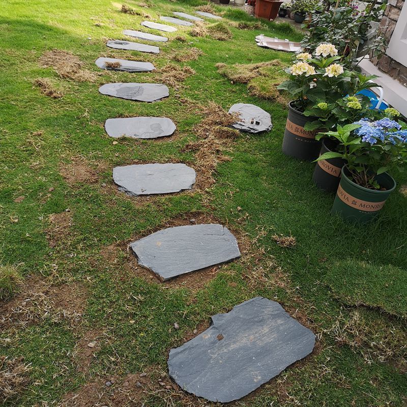 贝吹坊纯天然青石板踏步石花园庭院汀步石黑石板户外不规则石板防滑