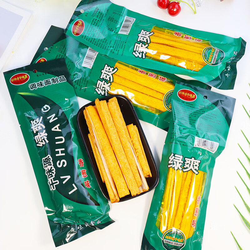 刘师傅千味源绿爽麻辣条香葱辣棒大辣片皮儿时怀旧童年零食品 16g绿爽