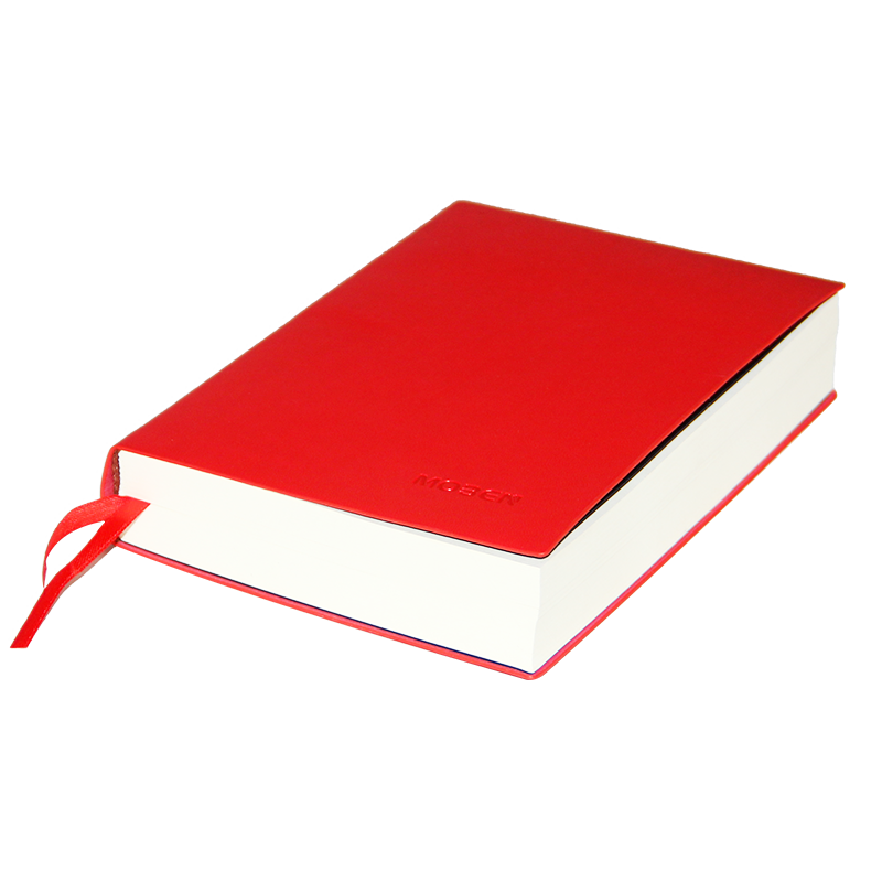 摩本（MOBEN） 超厚笔记本文具方格本A4A5加厚日记本记事本子复古软皮面横线手帐本 红色 中号A5横线版