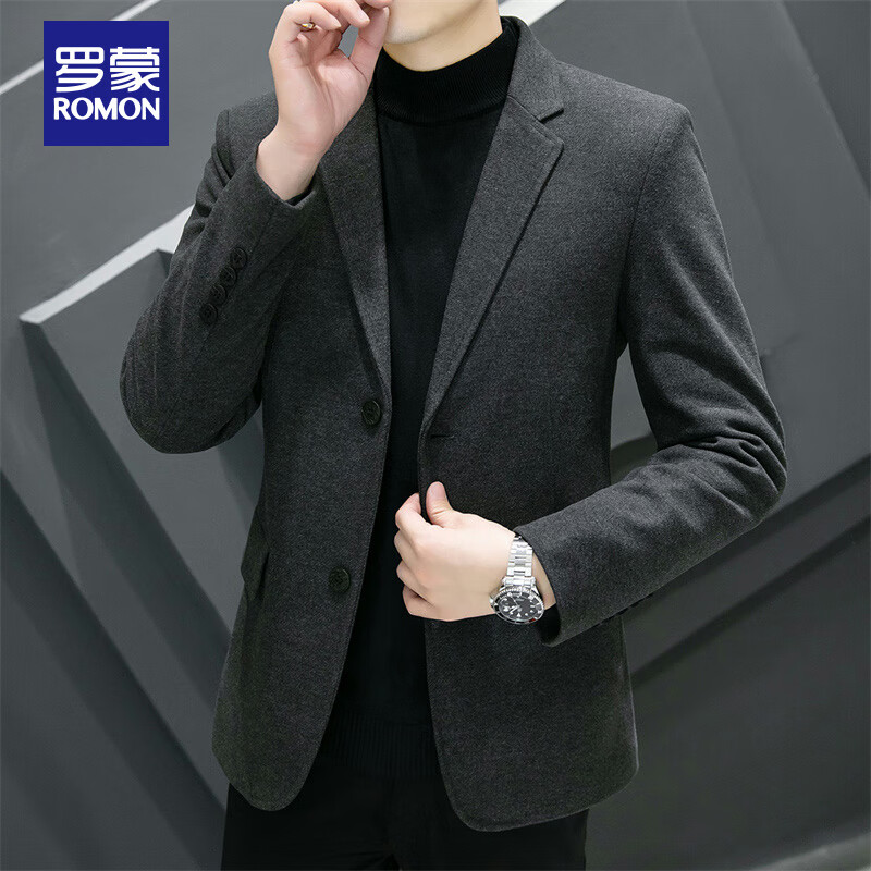 罗蒙（ROMON）西服男士秋季毛呢西装男商务休闲上衣服外套男装 灰色 XL 属于什么档次？