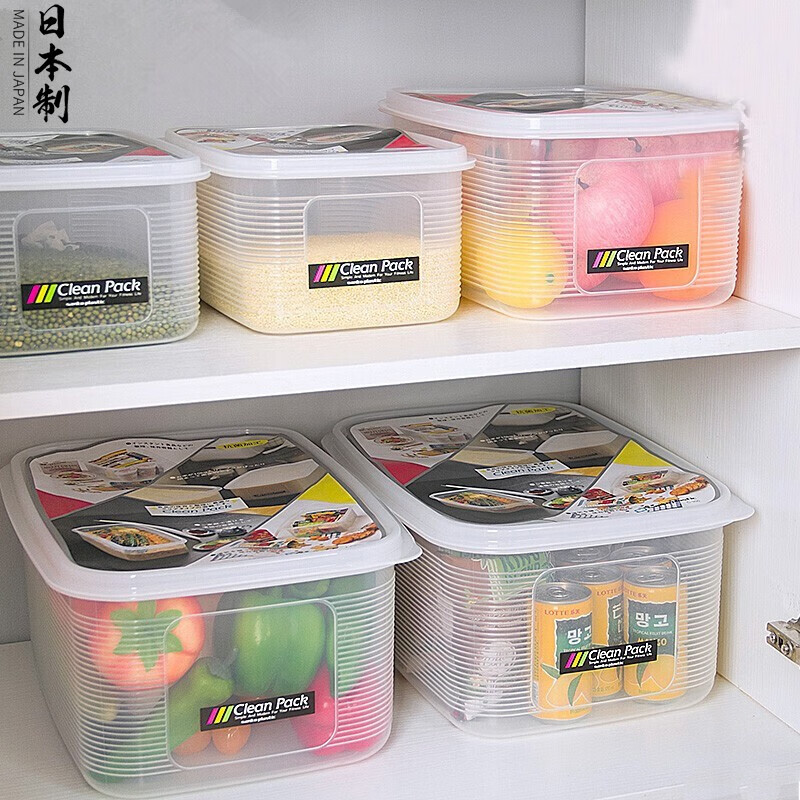 家の物语日本进口保鲜盒大号食品级冰箱收纳盒蔬菜保鲜盒密封防潮储存盒子 透明5.2L