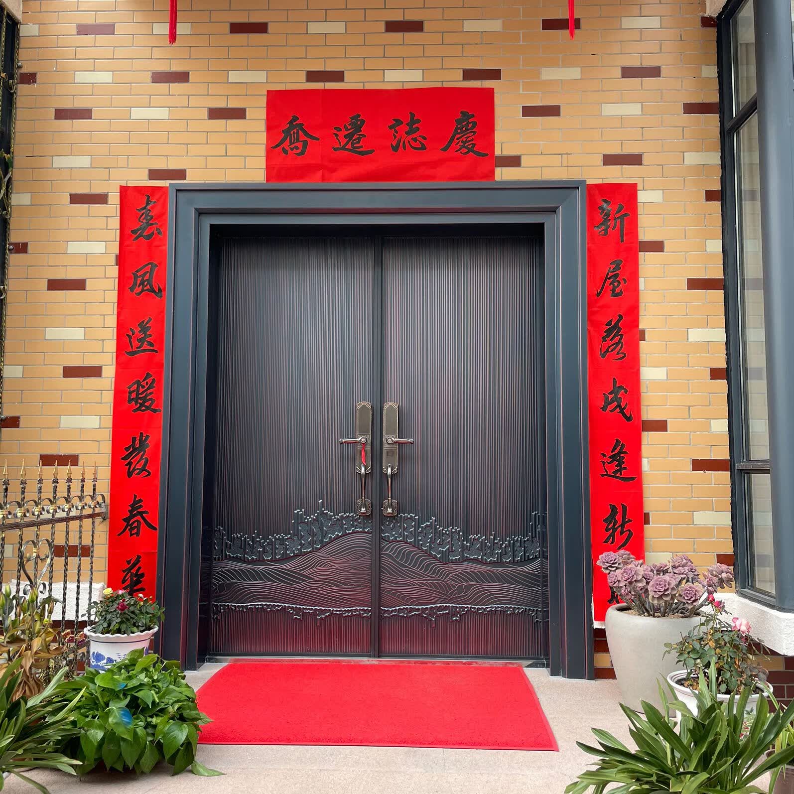 德骊嘉批发定制锌合金别墅大门铸铝德式卡门农村自建房入户四开双开