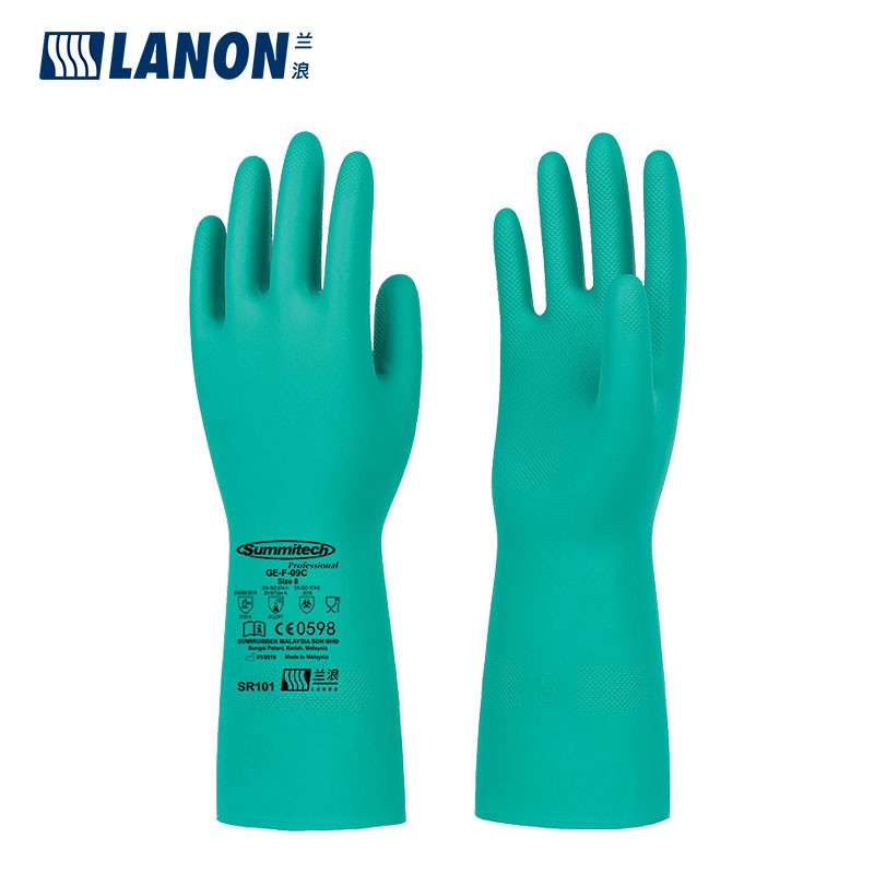 兰浪(LANON)SR101丁腈防化手套劳保工业实验室清洁耐酸碱耐油防滑 1双