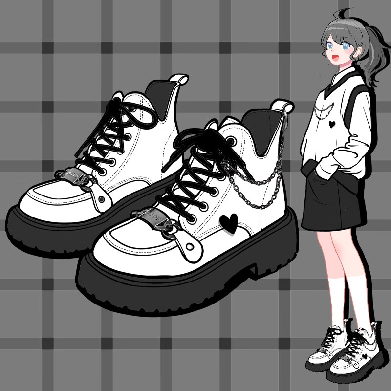 艾米与麦麦白色马丁靴女小个子靴子2023秋季新款英伦风高级感小短靴