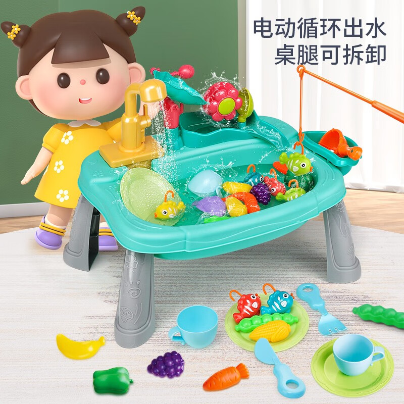 纽奇  儿童过家家玩具厨房洗碗机电动出水钓鱼池3-6岁男女孩生日礼物 【循环出水】花水车洗碗机-绿色高性价比高么？