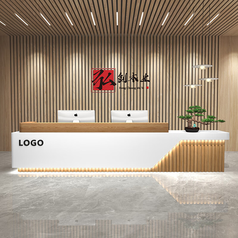 承专公司前台定制店铺烤漆柜台桌售楼处大厅前台接待台轻时尚大理石纹
