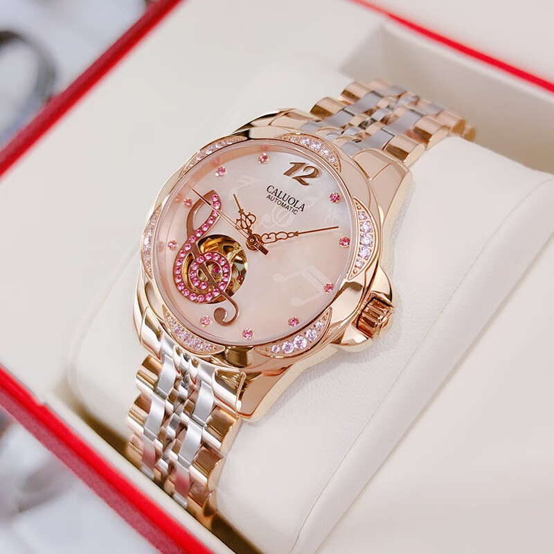 卡罗莱(caluola)【音符女表】全自动机械表女士手表品牌前十大实用