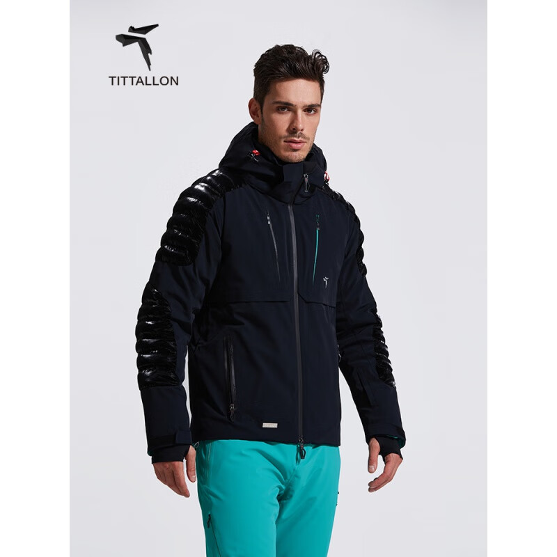 体拓（TITTALLON）【T系列】双板专业滑雪服男 四向弹力防风防水保暖透气滑雪外套 黑色 2XL