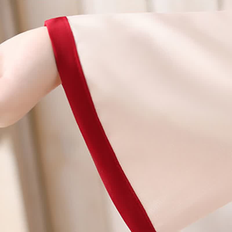九虞氏女童汉服连衣裙春夏襦裙女孩长款古装长袖中国风中大童唐装公主裙 杏色长款 170 (适合身高161-170cm)